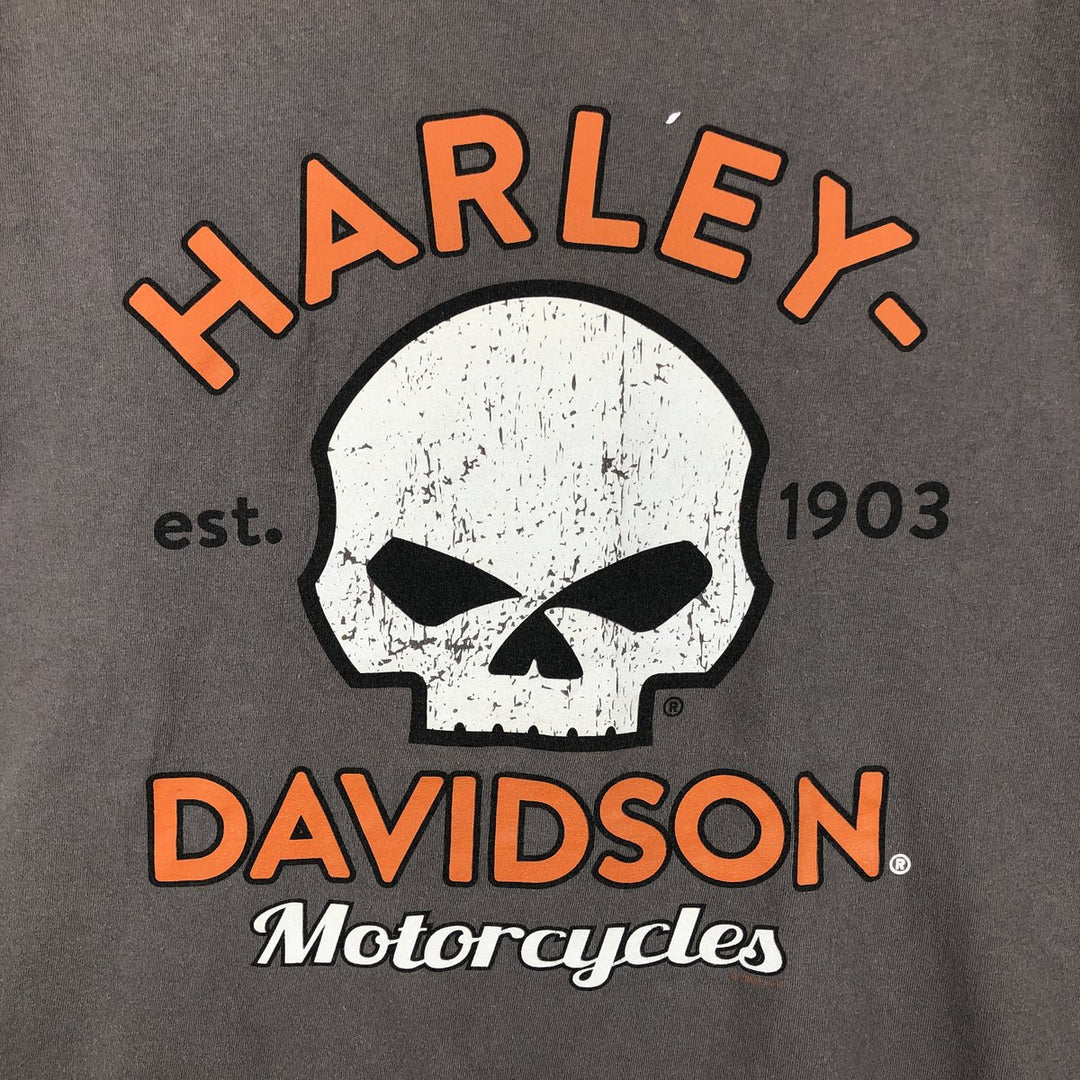 00'S Harley-Davidson Skull Pattern Motorcycle Bike T-shirt Men's XL size unclear Charcoal Vintage Second Hand