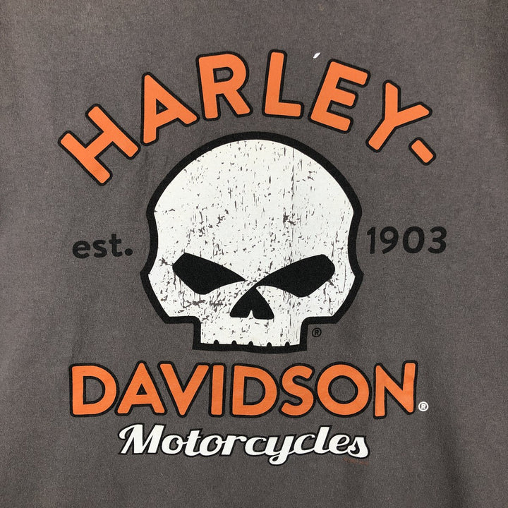 00'S Harley-Davidson Skull Pattern Motorcycle Bike T-shirt Men's XL size unclear Charcoal Vintage Second Hand
