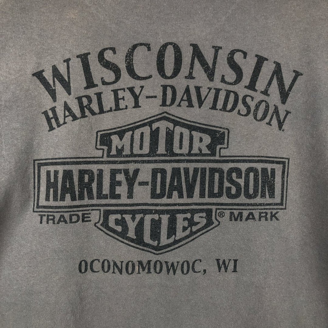 00'S Harley-Davidson Skull Pattern Motorcycle Bike T-shirt Men's XL size unclear Charcoal Vintage Second Hand