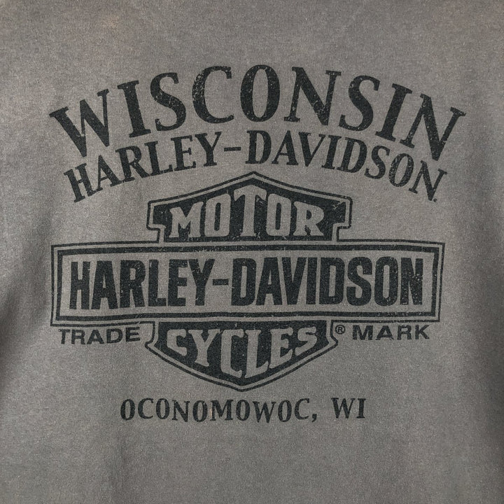 00'S Harley-Davidson Skull Pattern Motorcycle Bike T-shirt Men's XL size unclear Charcoal Vintage Second Hand