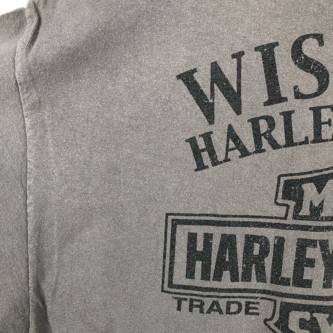 00'S Harley-Davidson Skull Pattern Motorcycle Bike T-shirt Men's XL size unclear Charcoal Vintage Second Hand