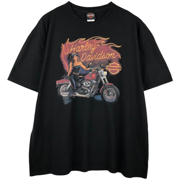 Harley-Davidson Pin-up Girl Motorcycle Bike T-shirt, Men's XXL cotton black type Vintage Second Hand