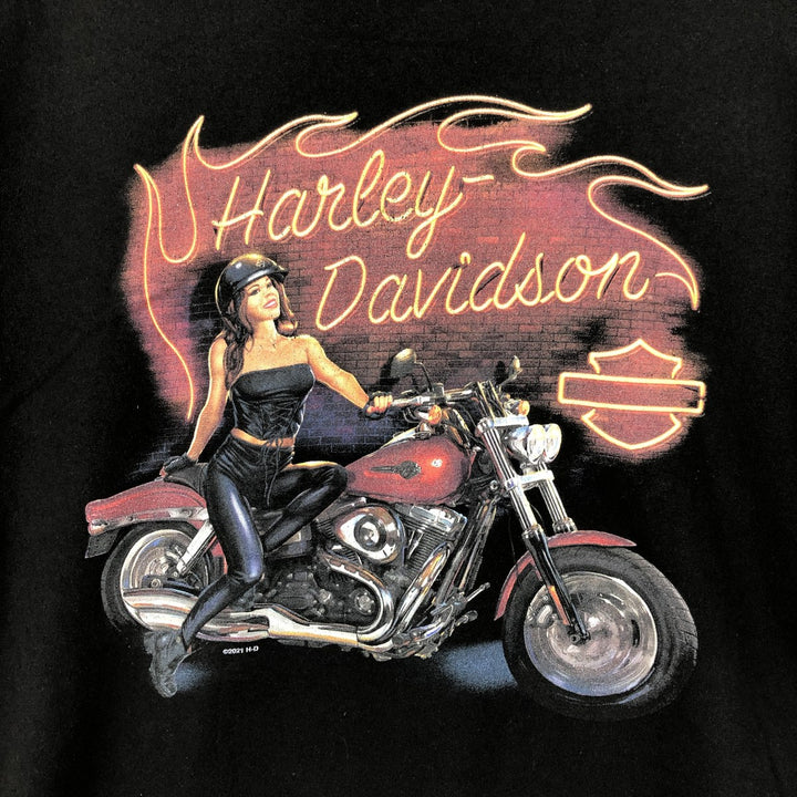 Harley-Davidson Pin-up Girl Motorcycle Bike T-shirt, Men's XXL cotton black type Vintage Second Hand