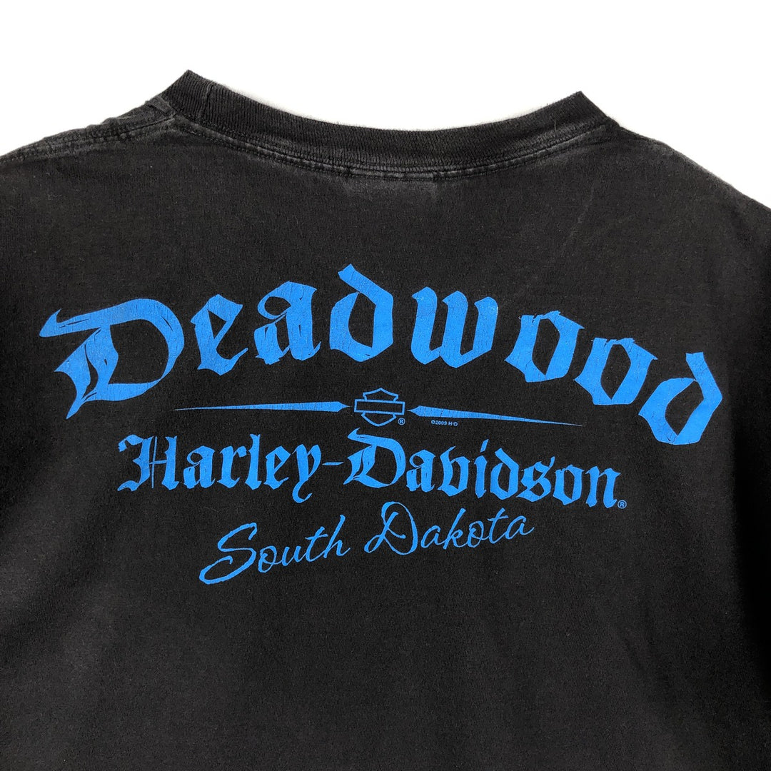 2000'S Harley-Davidson Animal Pattern Motorcycle T-Shirt, Men's Size Large cotton black type Vintage Second Hand