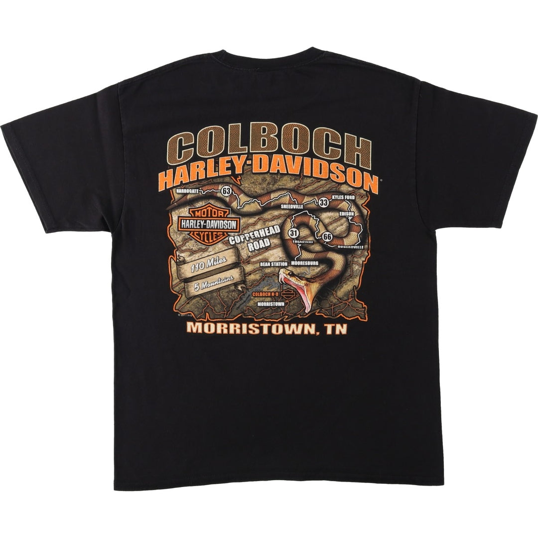 Harley-Davidson Snake Pattern Python Motorcycle T-Shirt, Men's Size M (approx.) cotton black type Vintage Second Hand