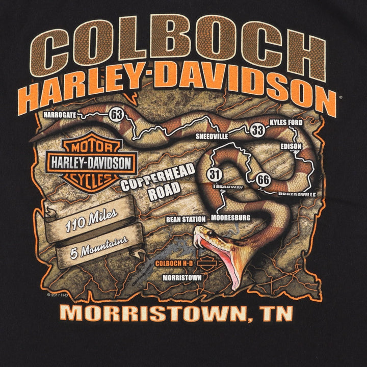 Harley-Davidson Snake Pattern Python Motorcycle T-Shirt, Men's Size M (approx.) cotton black type Vintage Second Hand