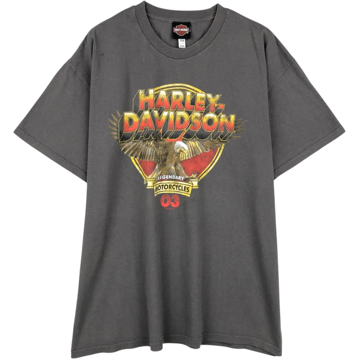 Alstyle Harley-Davidson Eagle Pattern Motorcycle T-Shirt (Men's XL equivalent) cotton Charcoal Vintage Second Hand