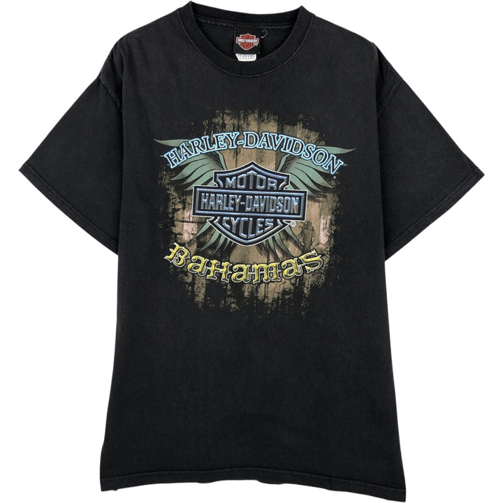 Harley-Davidson Skull Pattern Motorcycle Bike T-shirt Men's L size cotton black type Vintage Second Hand