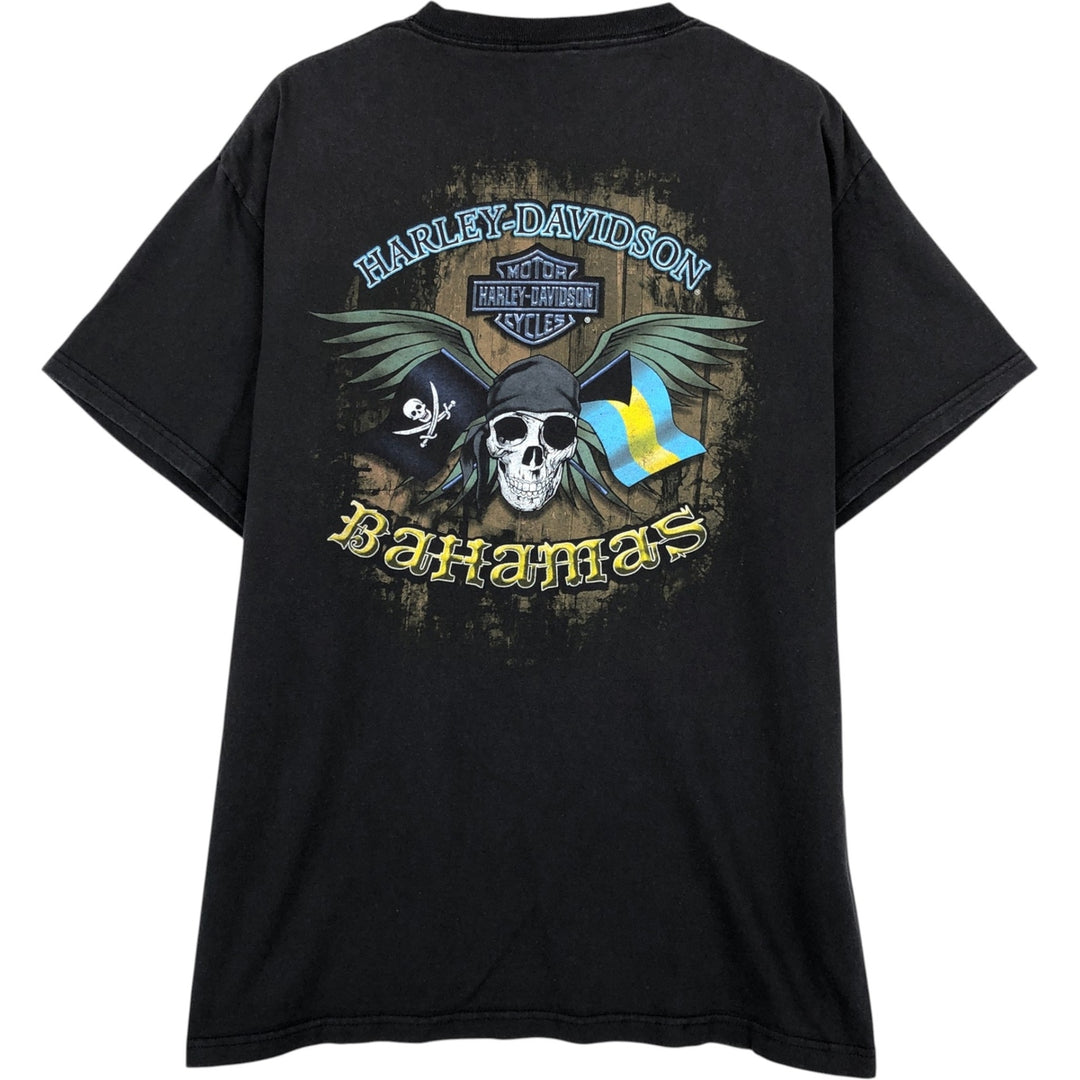 Harley-Davidson Skull Pattern Motorcycle Bike T-shirt Men's L size cotton black type Vintage Second Hand