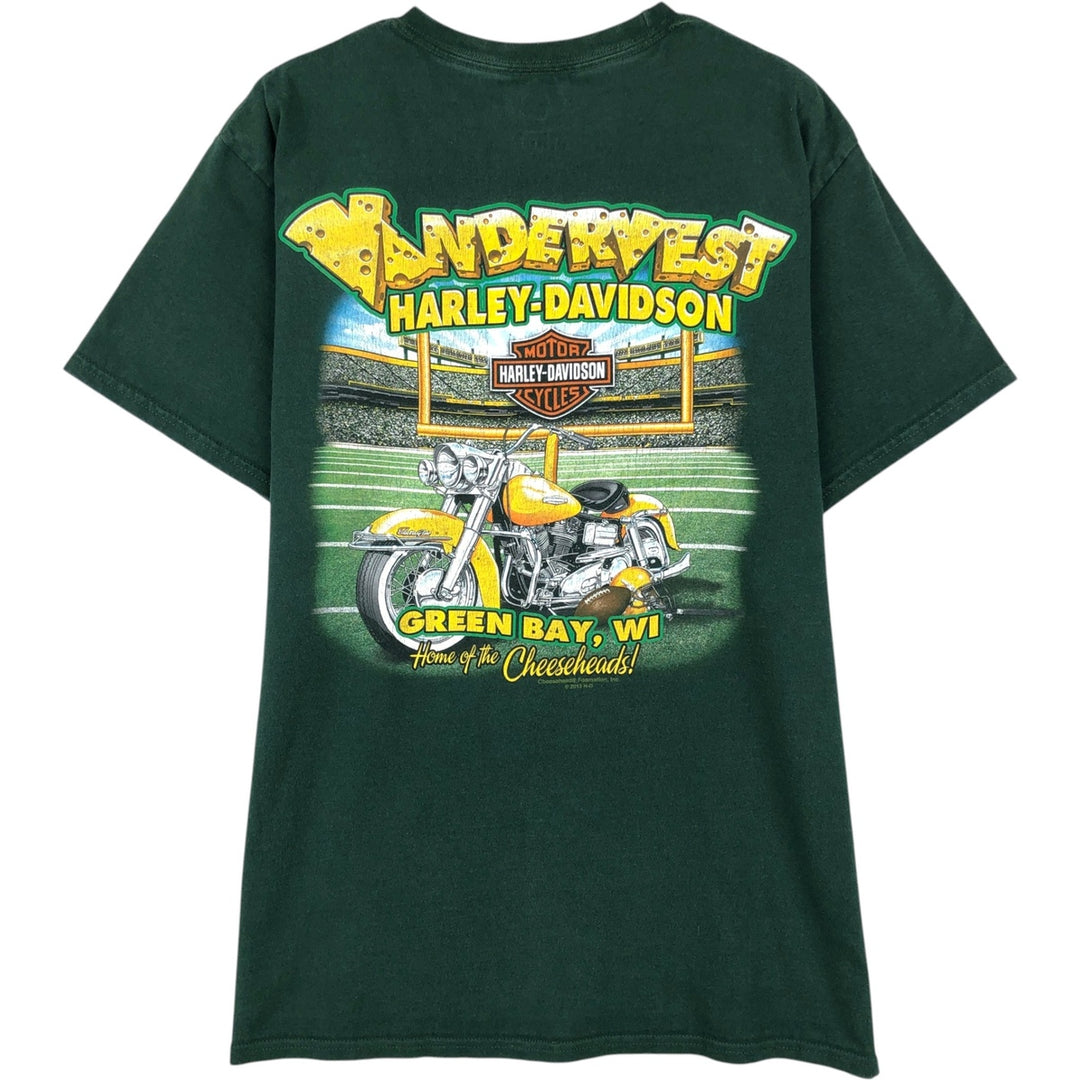 Hanes TAGLESS Harley-Davidson Motorcycle T-Shirt, Men's Size M (approx.) cotton green type Vintage Second Hand