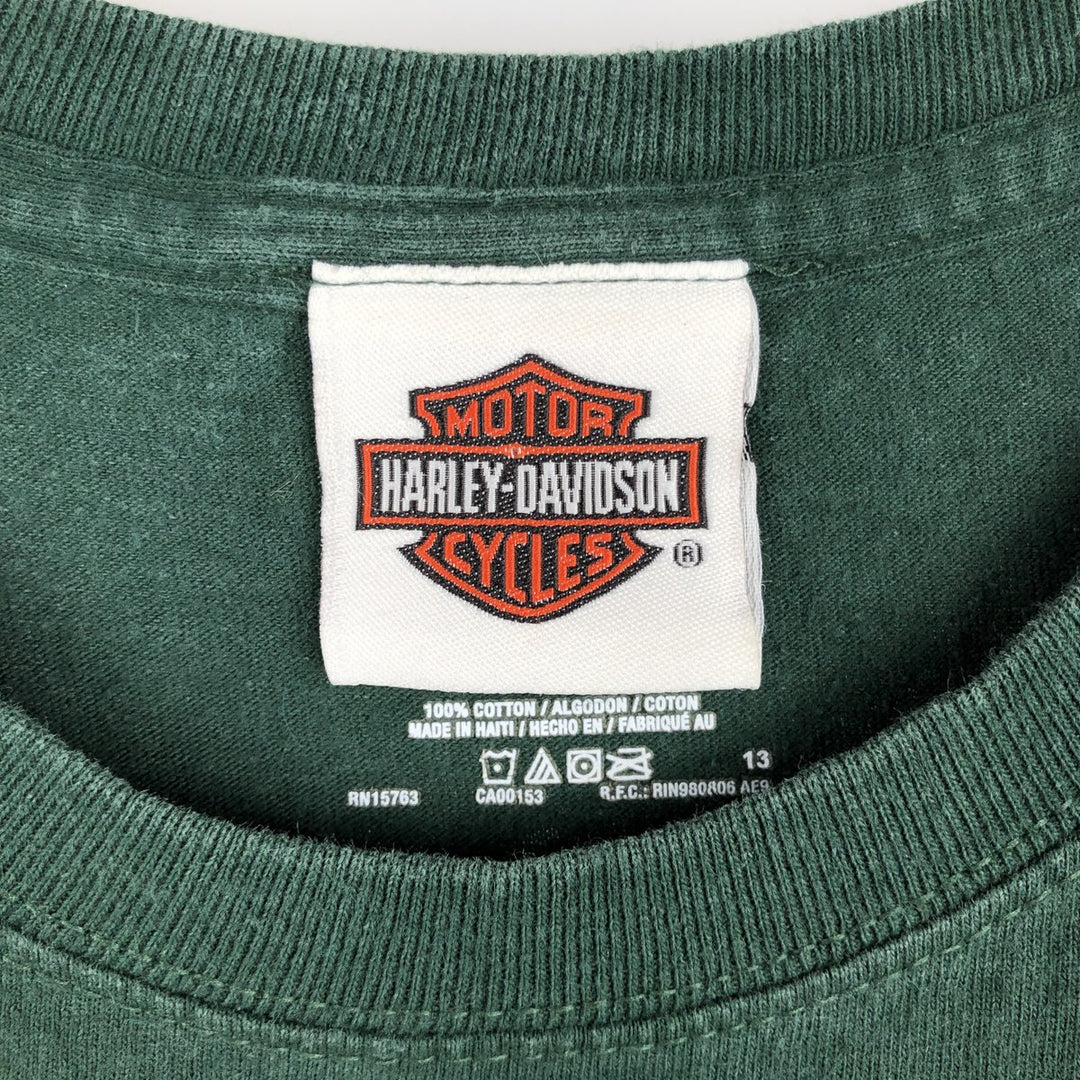 Hanes TAGLESS Harley-Davidson Motorcycle T-Shirt, Men's Size M (approx.) cotton green type Vintage Second Hand