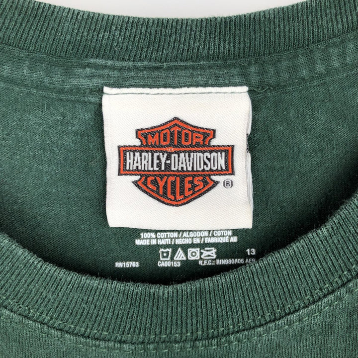Hanes TAGLESS Harley-Davidson Motorcycle T-Shirt, Men's Size M (approx.) cotton green type Vintage Second Hand