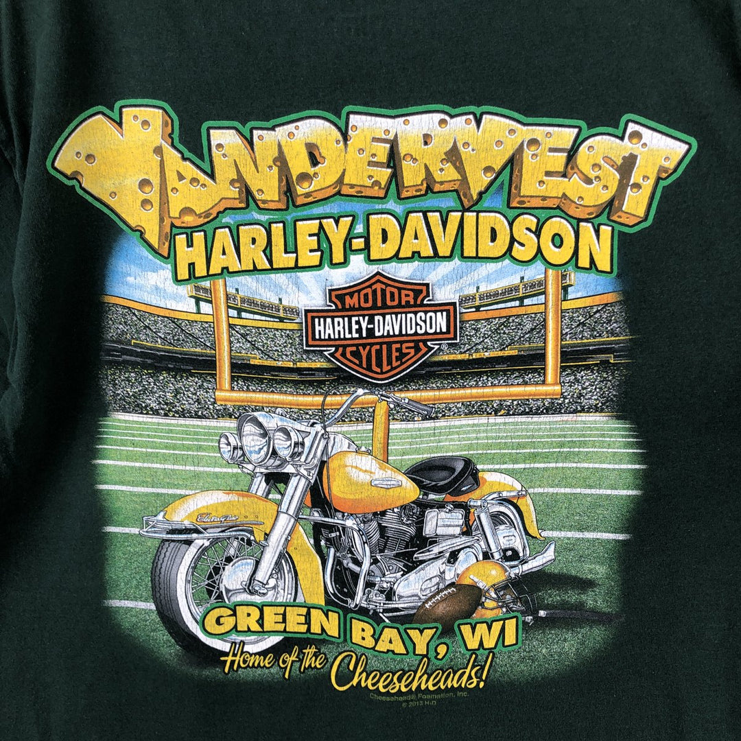 Hanes TAGLESS Harley-Davidson Motorcycle T-Shirt, Men's Size M (approx.) cotton green type Vintage Second Hand