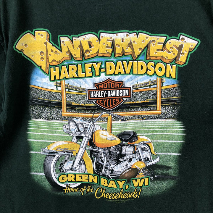 Hanes TAGLESS Harley-Davidson Motorcycle T-Shirt, Men's Size M (approx.) cotton green type Vintage Second Hand