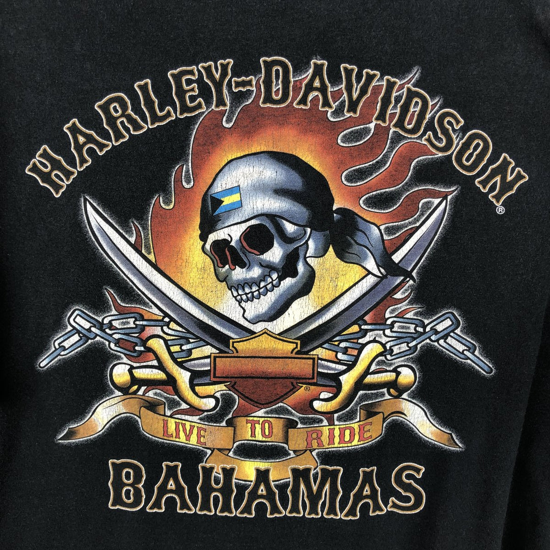 Harley-Davidson Skull Pattern Motorcycle Bike T-shirt Men's XL cotton black type Vintage Second Hand