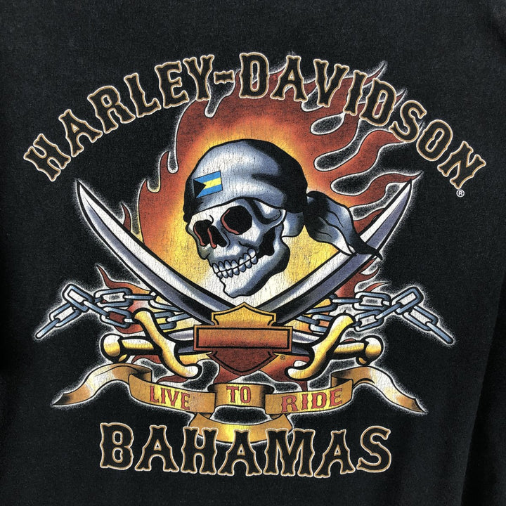 Harley-Davidson Skull Pattern Motorcycle Bike T-shirt Men's XL cotton black type Vintage Second Hand