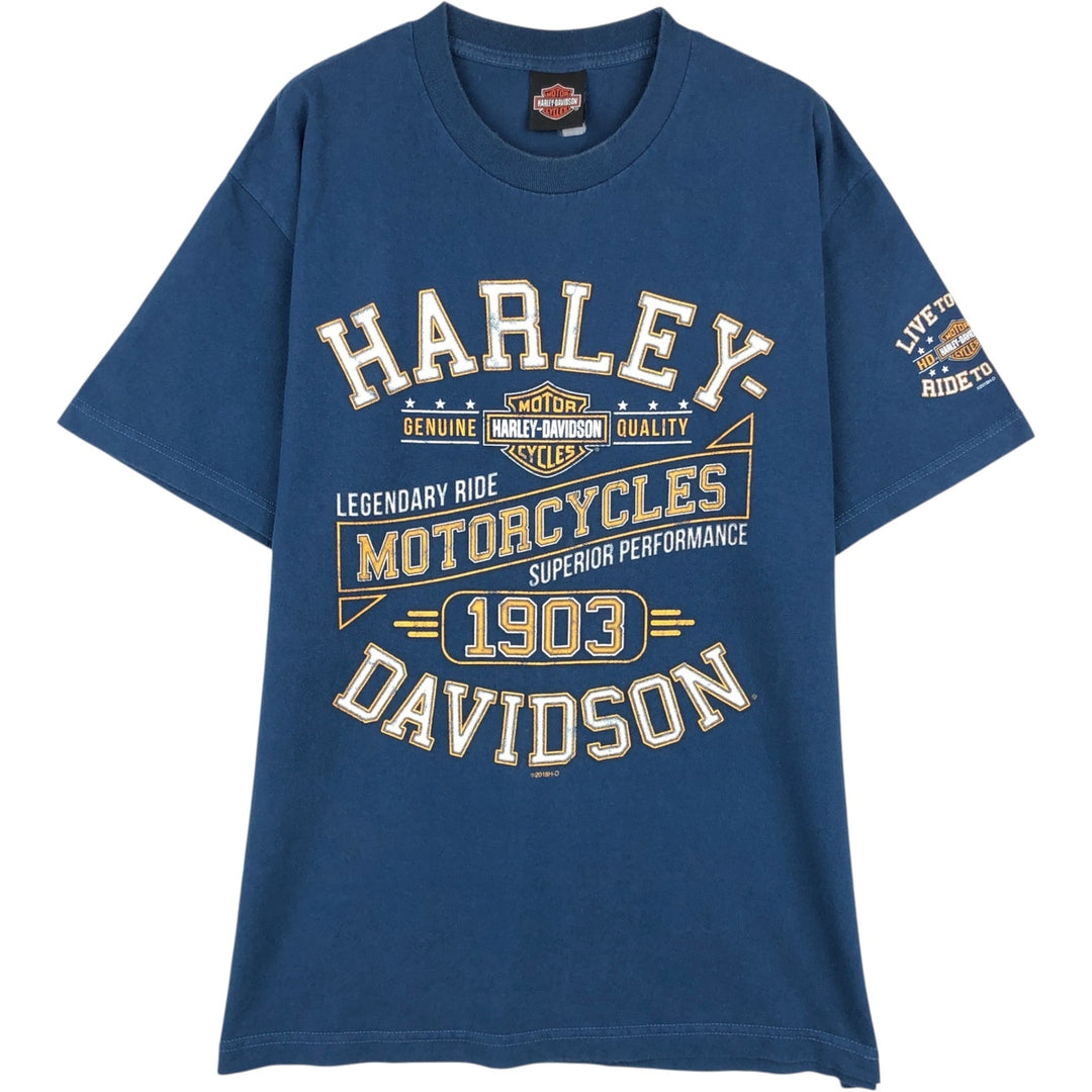 Harley-Davidson Motorcycle Bike T-shirt, Men's XL size unclear blue type Vintage Second Hand