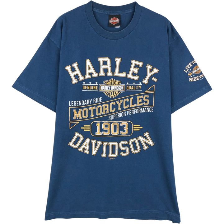 Harley-Davidson Motorcycle Bike T-shirt, Men's XL size unclear blue type Vintage Second Hand