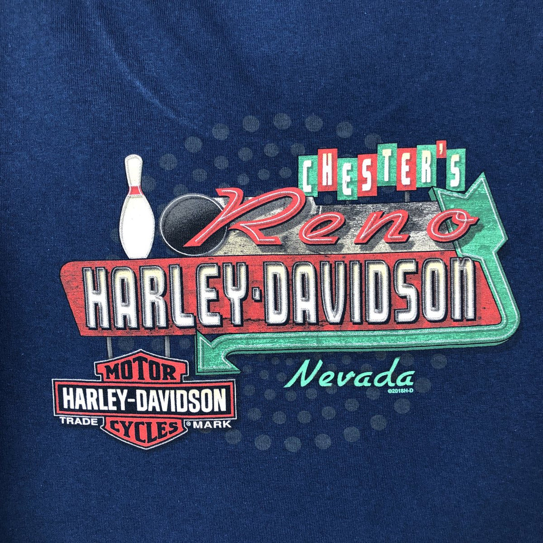 Harley-Davidson Motorcycle Bike T-shirt, Men's XL size unclear blue type Vintage Second Hand