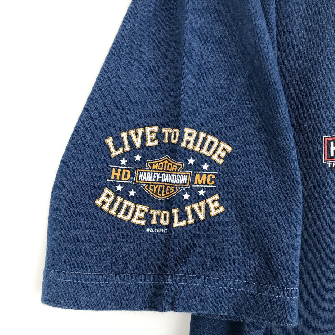 Harley-Davidson Motorcycle Bike T-shirt, Men's XL size unclear blue type Vintage Second Hand