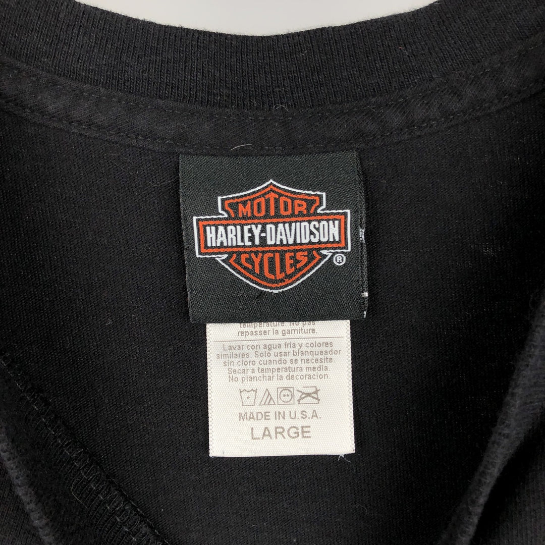 Harley-Davidson Stars and Stripes Motorcycle Bike T-Shirt Made in USA Men's L size cotton black type Vintage Second Hand