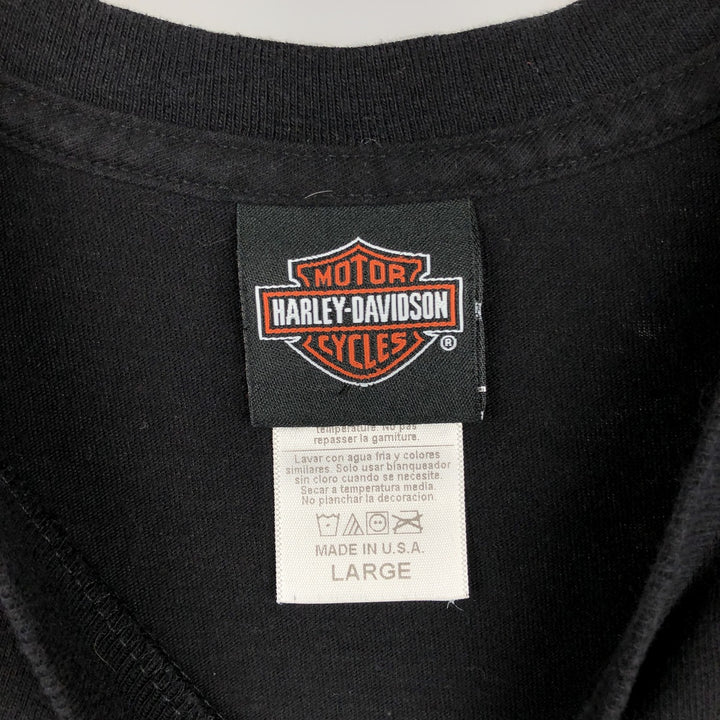 Harley-Davidson Stars and Stripes Motorcycle Bike T-Shirt Made in USA Men's L size cotton black type Vintage Second Hand