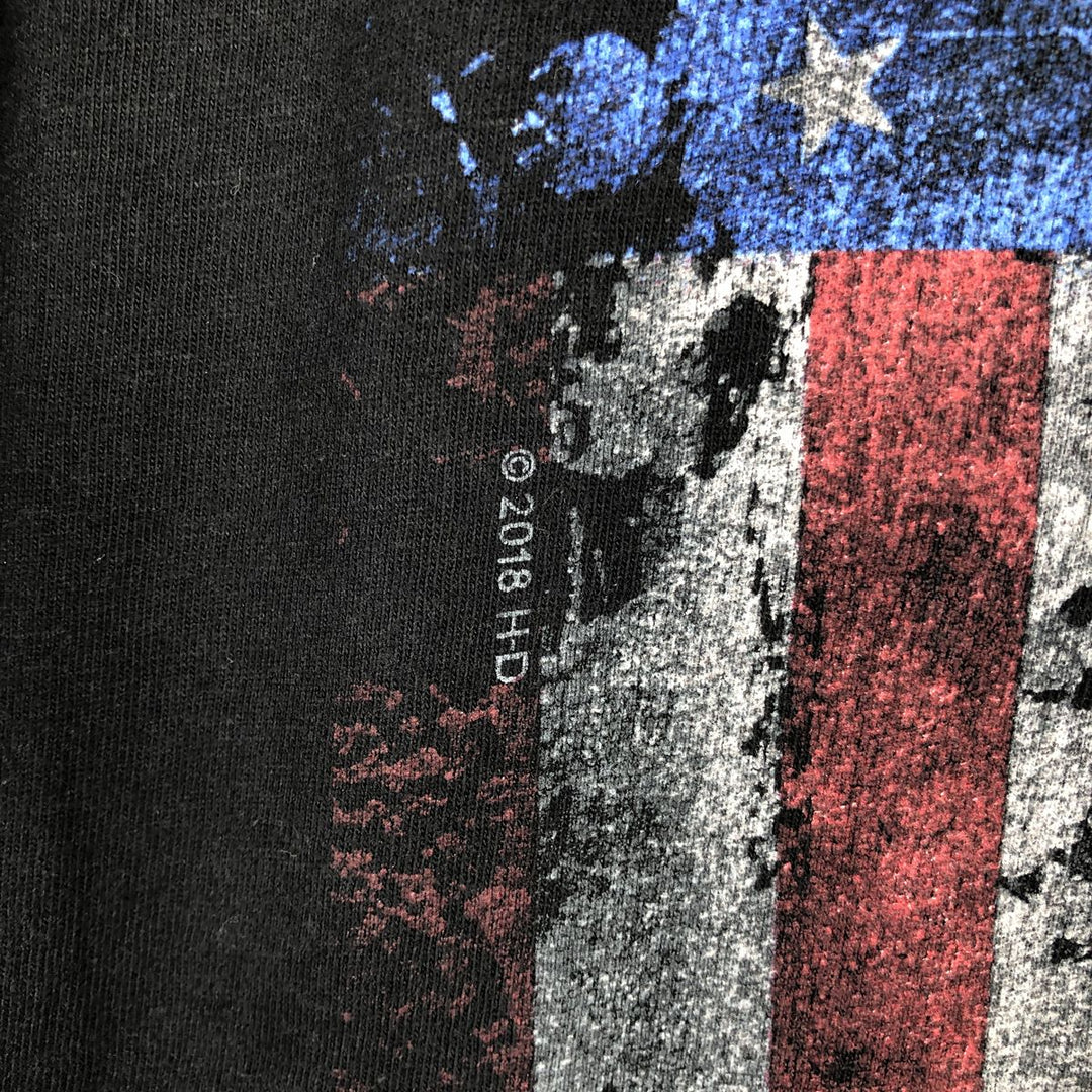 Harley-Davidson Stars and Stripes Motorcycle Bike T-Shirt Made in USA Men's L size cotton black type Vintage Second Hand