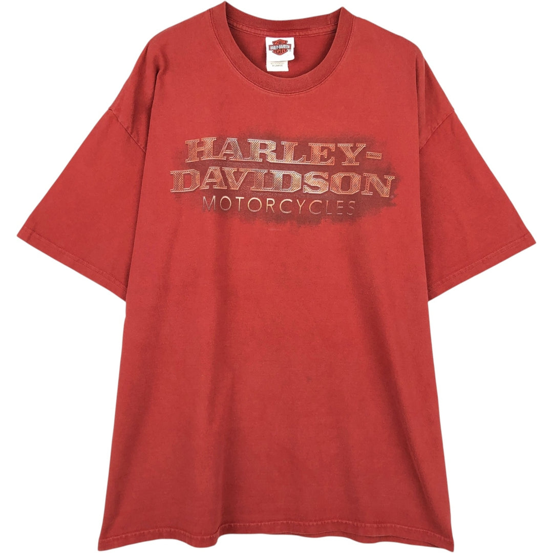 Harley-Davidson Motorcycle Bike T-shirt, Men's XL size cotton red type reddish brown Vintage Second Hand