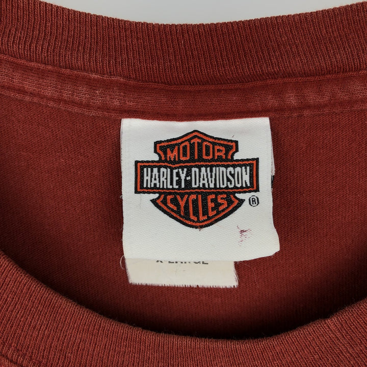 Harley-Davidson Motorcycle Bike T-shirt, Men's XL size cotton red type reddish brown Vintage Second Hand