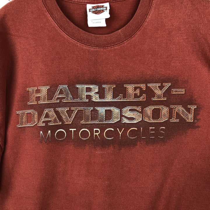Harley-Davidson Motorcycle Bike T-shirt, Men's XL size cotton red type reddish brown Vintage Second Hand