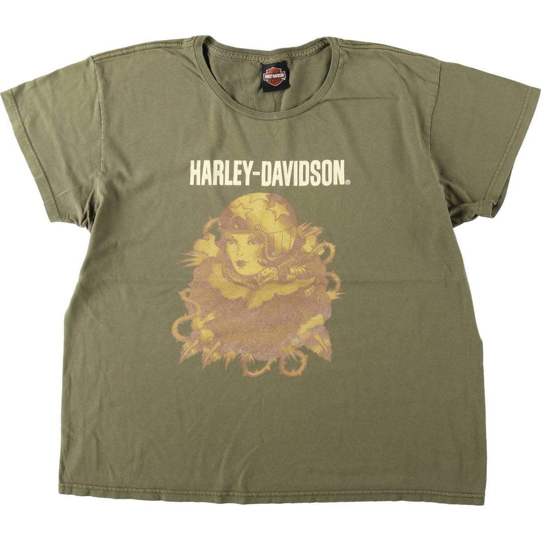 Harley-Davidson Pin-up Girl Motorcycle Bike T-shirt, Men's XL unclear Khaki type Vintage Second Hand