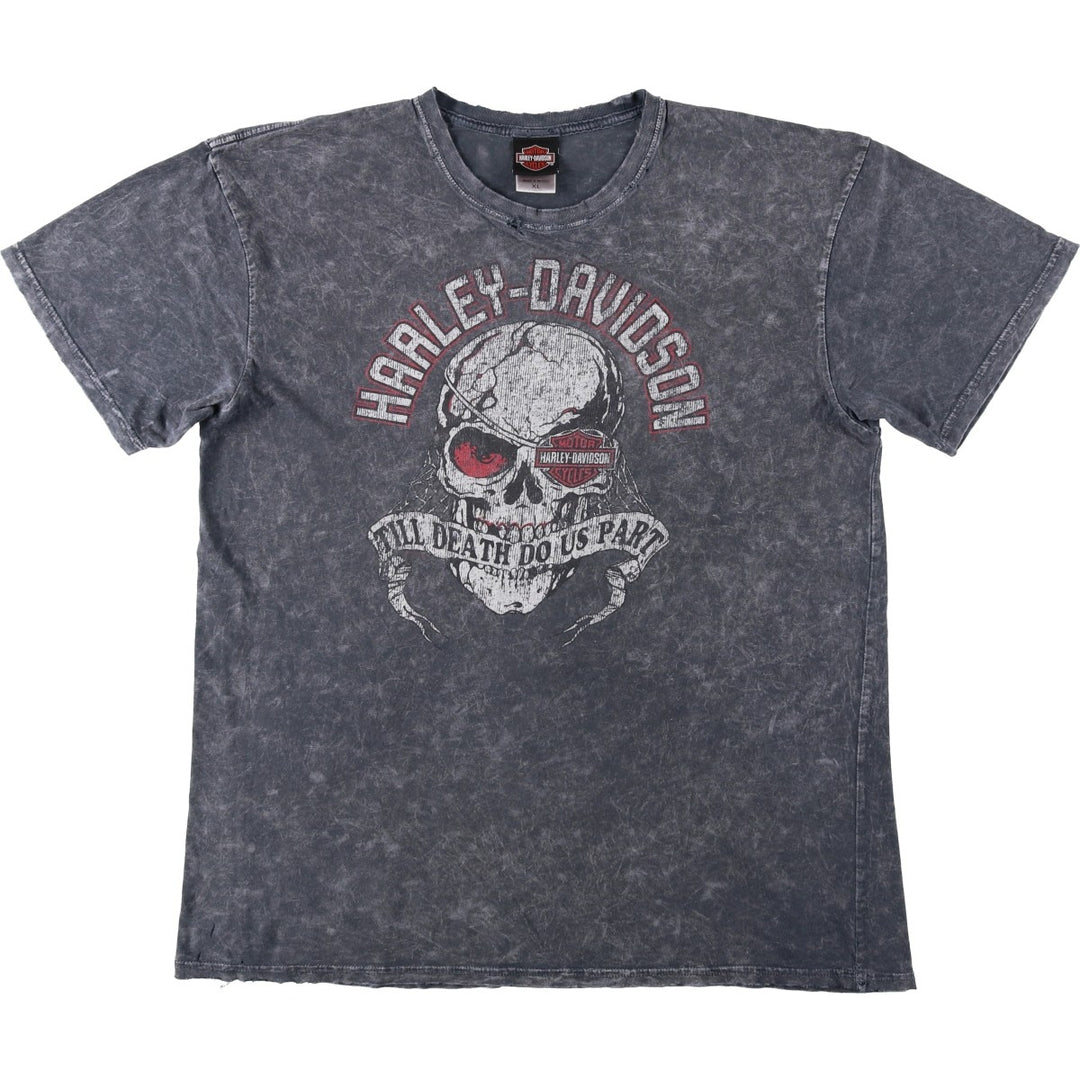 Harley-Davidson Skull Pattern Motorcycle Bike T-shirt Men's XL cotton Charcoal Vintage Second Hand
