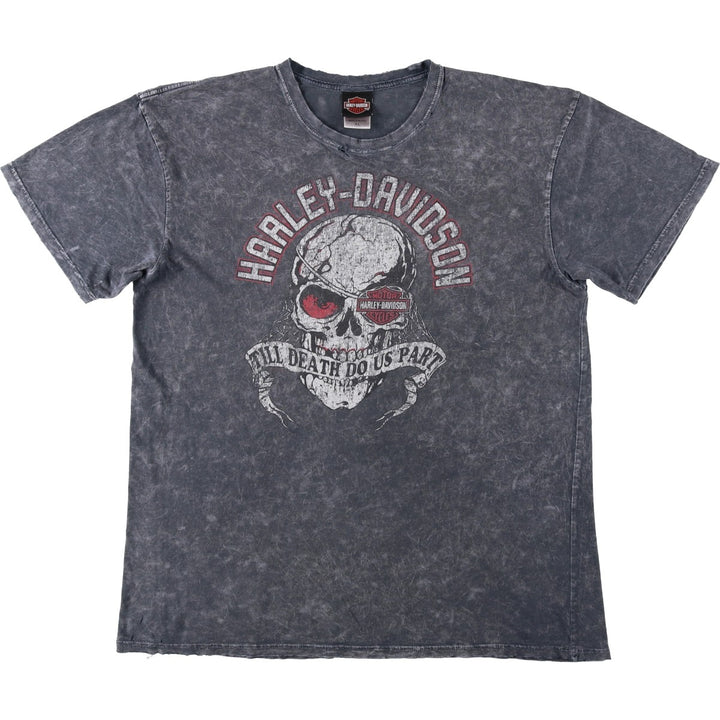 Harley-Davidson Skull Pattern Motorcycle Bike T-shirt Men's XL cotton Charcoal Vintage Second Hand