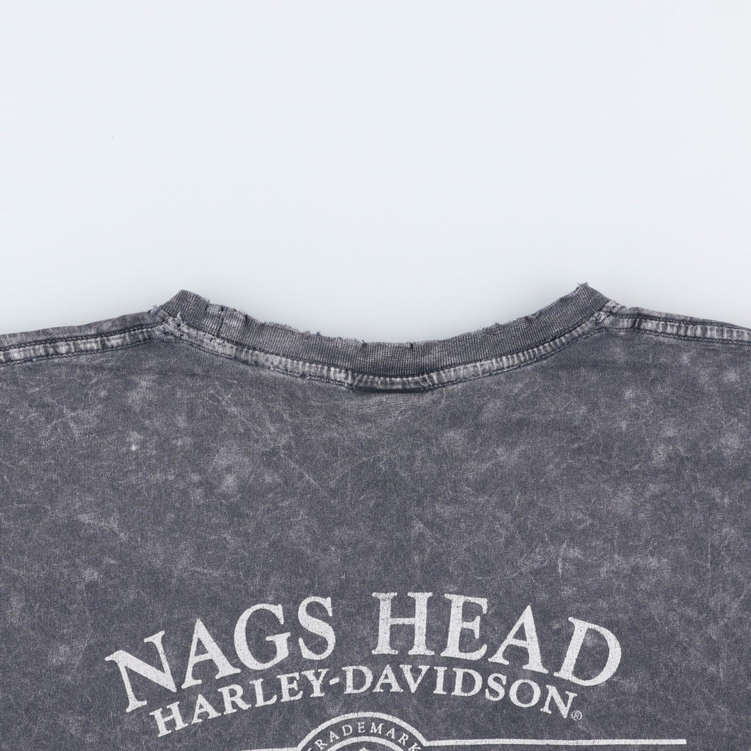 Harley-Davidson Skull Pattern Motorcycle Bike T-shirt Men's XL cotton Charcoal Vintage Second Hand