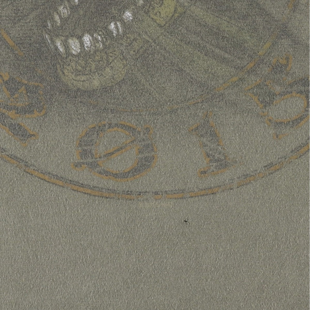 Harley-Davidson Skull Pattern Motorcycle Bike T-shirt Men's L size cotton Khaki type Vintage Second Hand