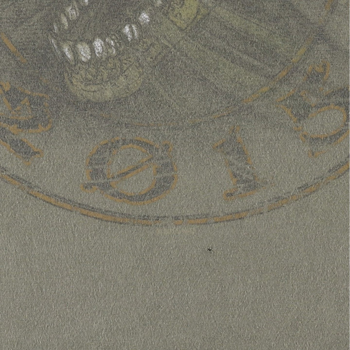 Harley-Davidson Skull Pattern Motorcycle Bike T-shirt Men's L size cotton Khaki type Vintage Second Hand