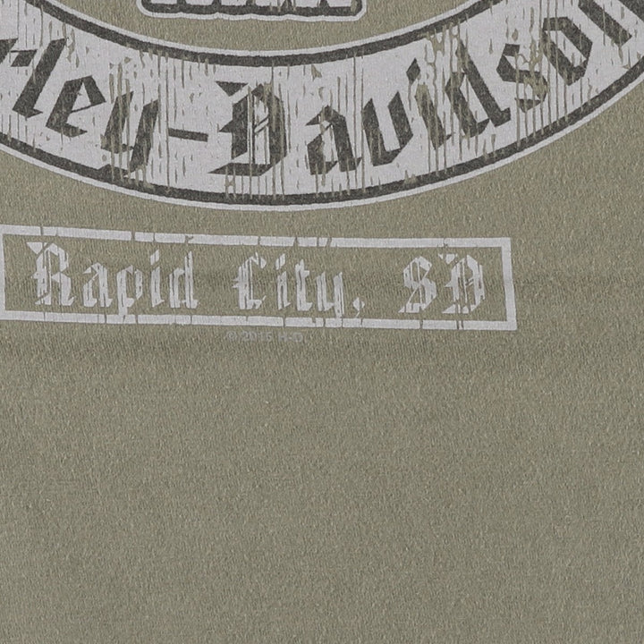 Harley-Davidson Skull Pattern Motorcycle Bike T-shirt Men's L size cotton Khaki type Vintage Second Hand