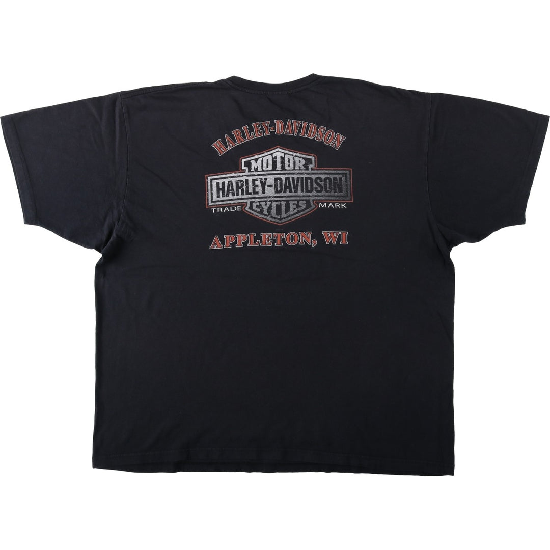 Harley-Davidson Eagle Pattern Large Print Motorcycle T-Shirt, Men's Size XL (approx.) unclear black type Vintage Second Hand