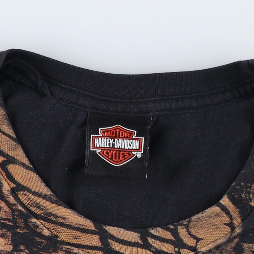 Harley-Davidson Eagle Pattern Large Print Motorcycle T-Shirt, Men's Size XL (approx.) unclear black type Vintage Second Hand