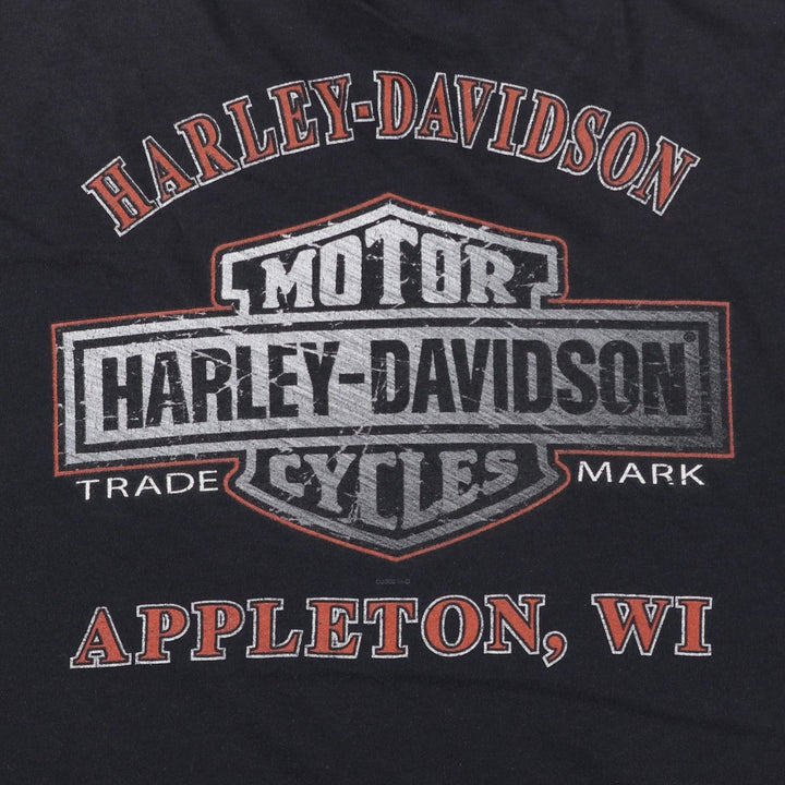 Harley-Davidson Eagle Pattern Large Print Motorcycle T-Shirt, Men's Size XL (approx.) unclear black type Vintage Second Hand