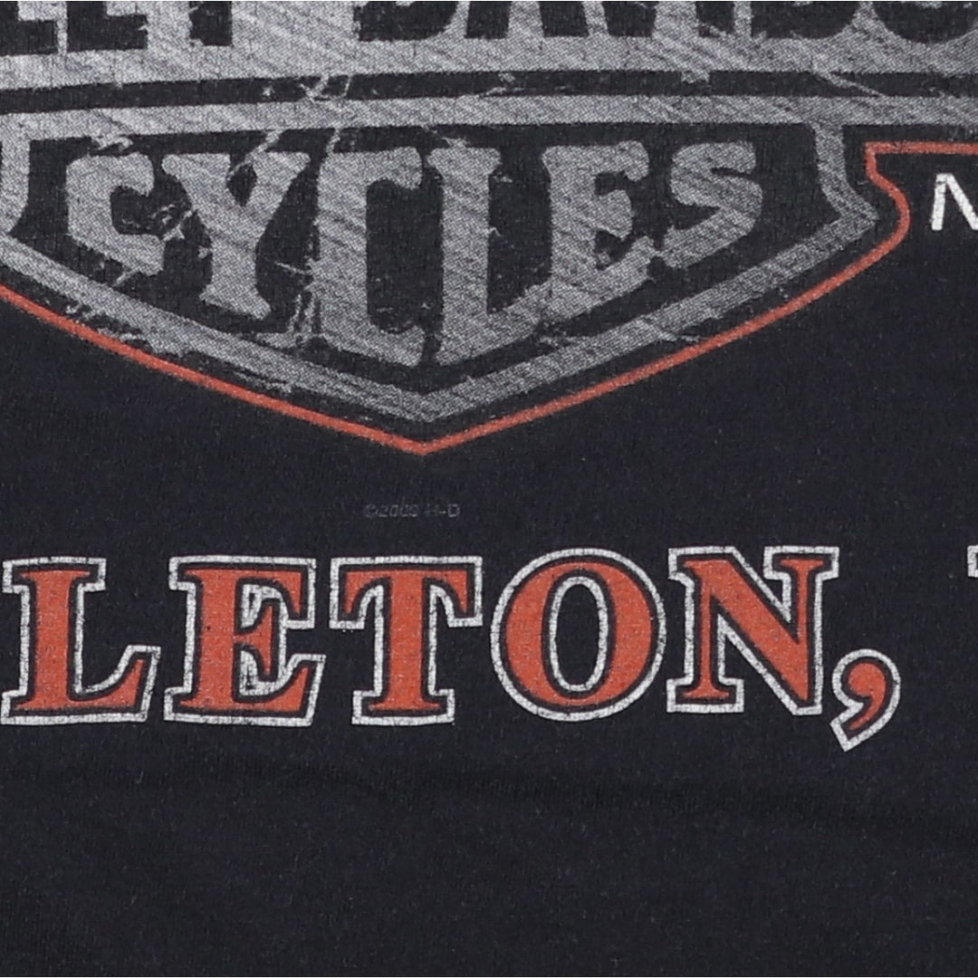 Harley-Davidson Eagle Pattern Large Print Motorcycle T-Shirt, Men's Size XL (approx.) unclear black type Vintage Second Hand