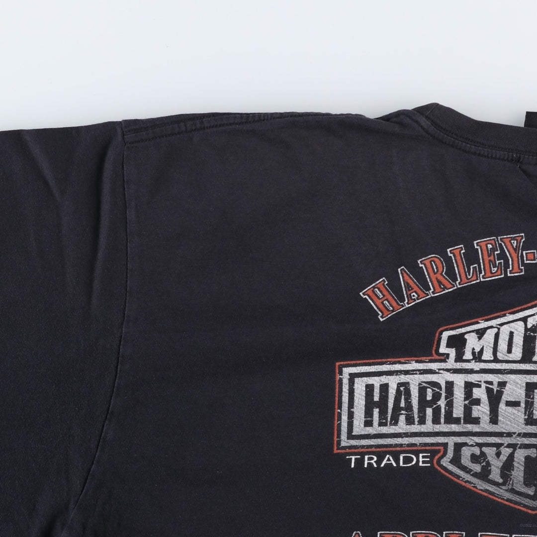 Harley-Davidson Eagle Pattern Large Print Motorcycle T-Shirt, Men's Size XL (approx.) unclear black type Vintage Second Hand