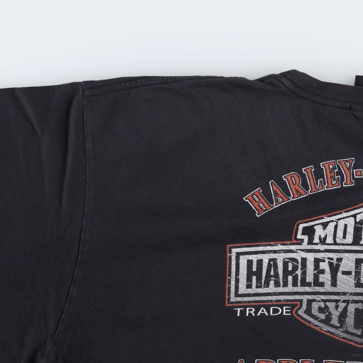 Harley-Davidson Eagle Pattern Large Print Motorcycle T-Shirt, Men's Size XL (approx.) unclear black type Vintage Second Hand