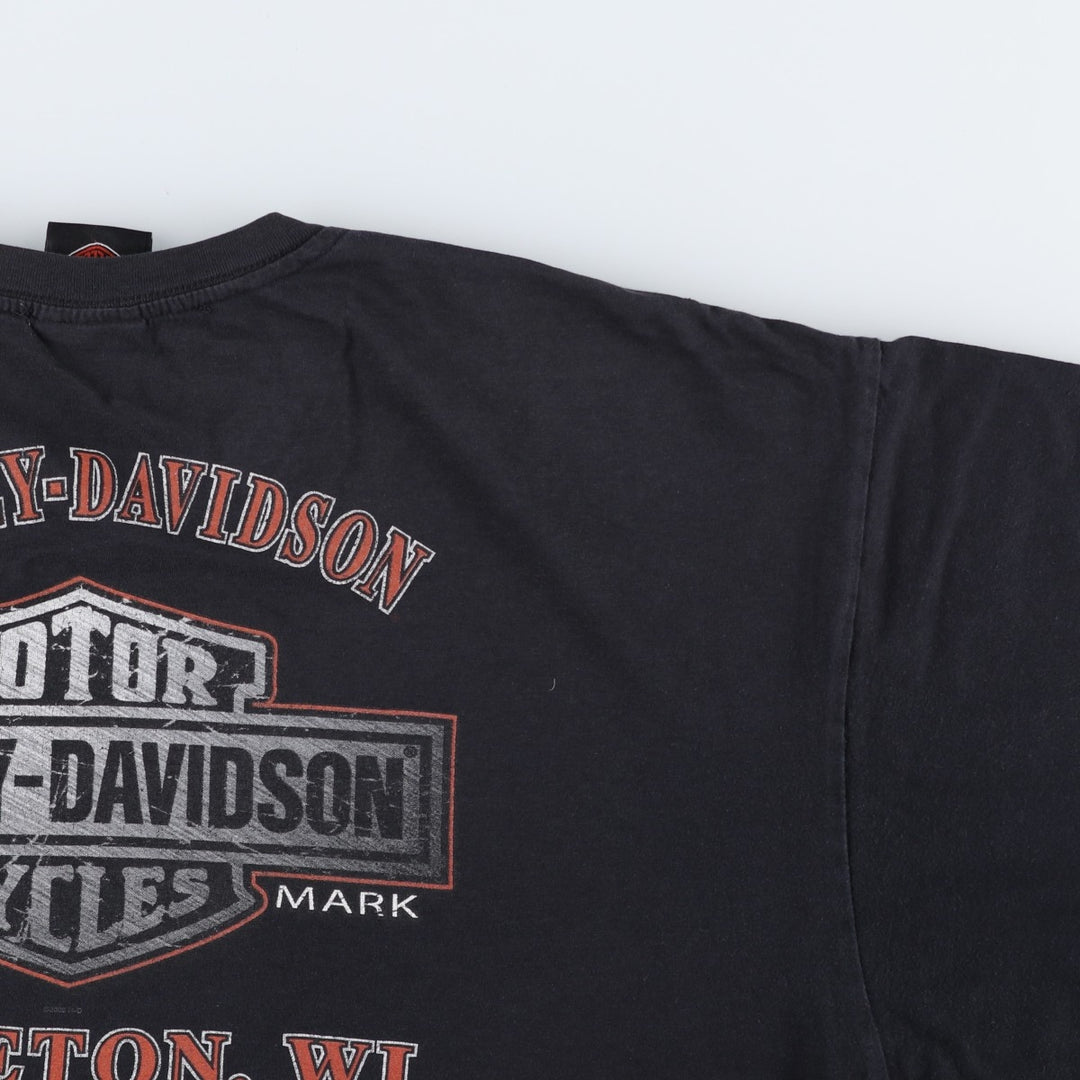 Harley-Davidson Eagle Pattern Large Print Motorcycle T-Shirt, Men's Size XL (approx.) unclear black type Vintage Second Hand