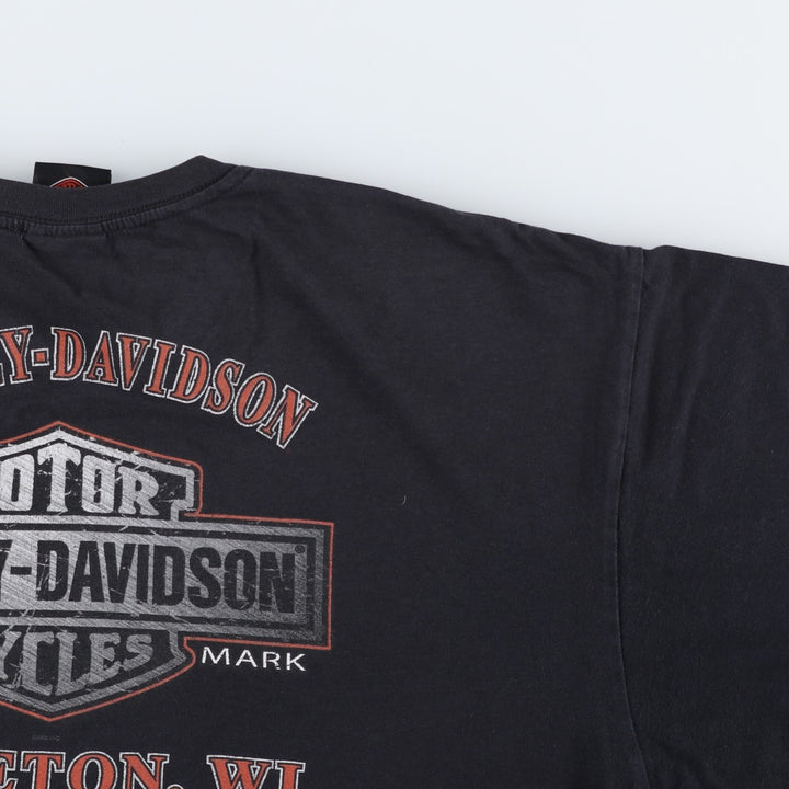 Harley-Davidson Eagle Pattern Large Print Motorcycle T-Shirt, Men's Size XL (approx.) unclear black type Vintage Second Hand