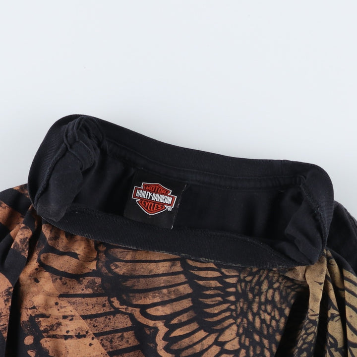 Harley-Davidson Eagle Pattern Large Print Motorcycle T-Shirt, Men's Size XL (approx.) unclear black type Vintage Second Hand