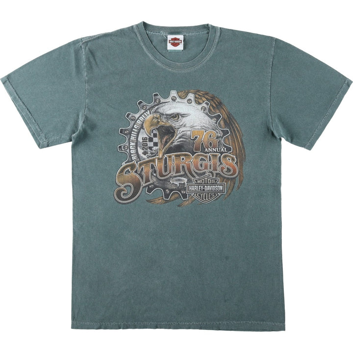 Harley-Davidson Eagle Pattern Motorcycle Bike T-shirt Men's L size cotton blue type Vintage Second Hand