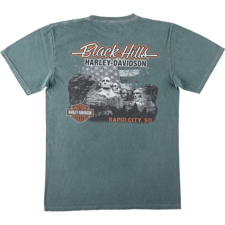 Harley-Davidson Eagle Pattern Motorcycle Bike T-shirt Men's L size cotton blue type Vintage Second Hand