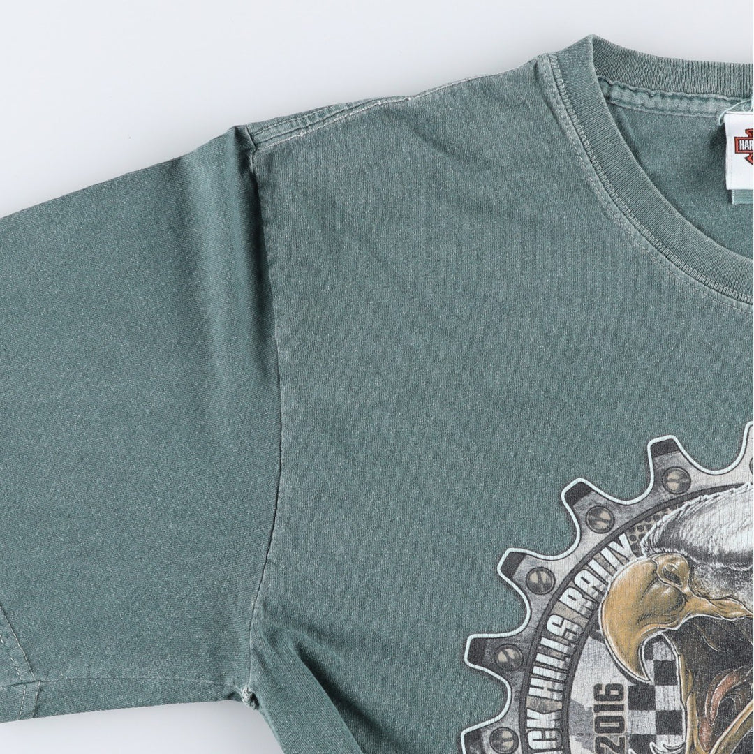 Harley-Davidson Eagle Pattern Motorcycle Bike T-shirt Men's L size cotton blue type Vintage Second Hand