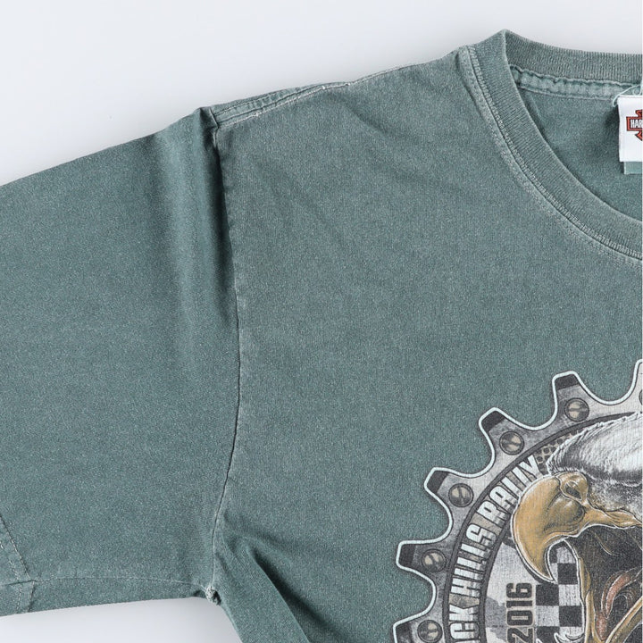 Harley-Davidson Eagle Pattern Motorcycle Bike T-shirt Men's L size cotton blue type Vintage Second Hand